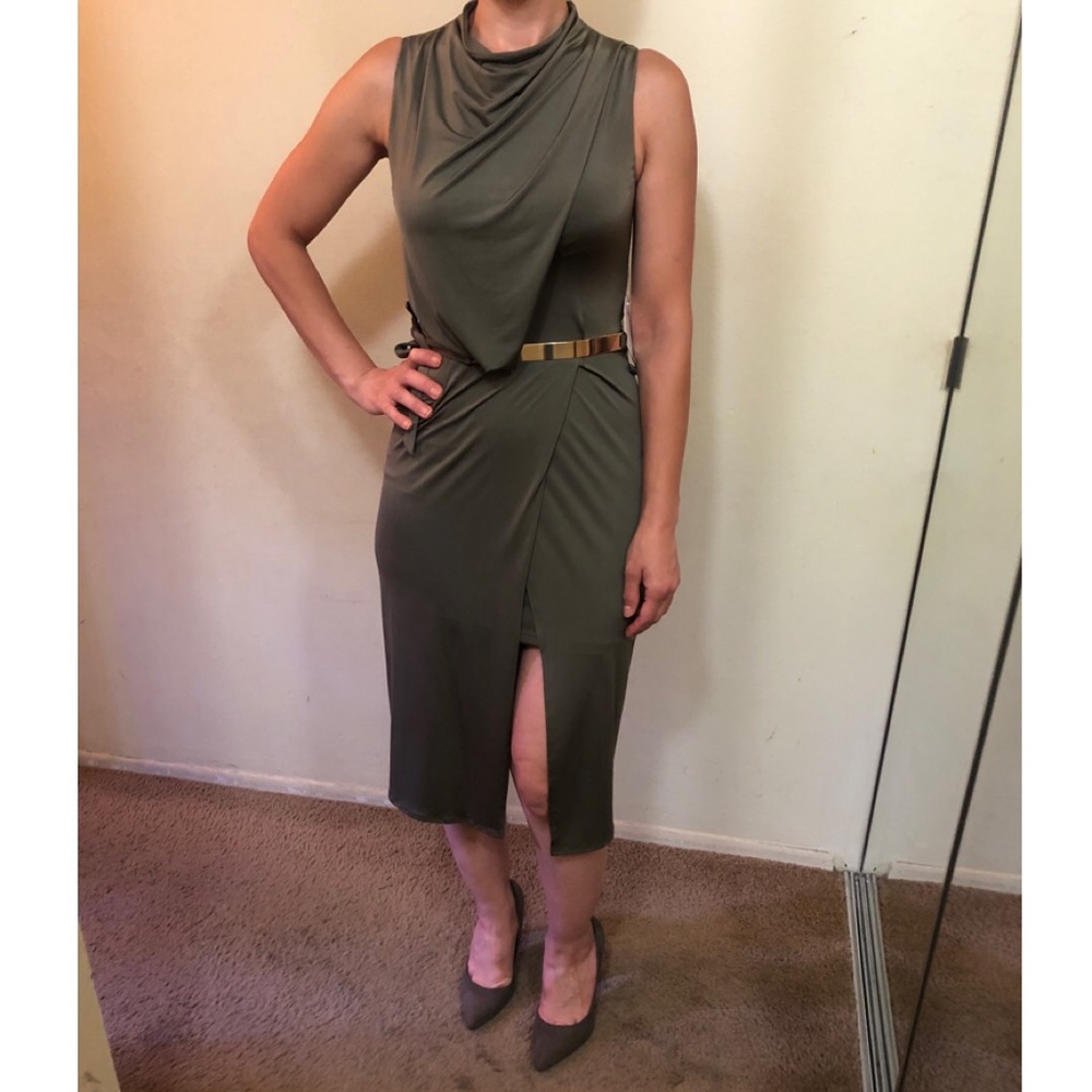 Olive green midi dress (NEW)